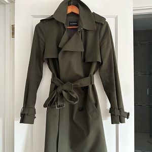 Club Monaco Olive Green water resistant trench coat